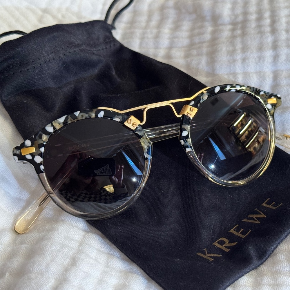KREWE St. Louis 46mm Round Sunglasses In Plume To Haze 24 karat gold